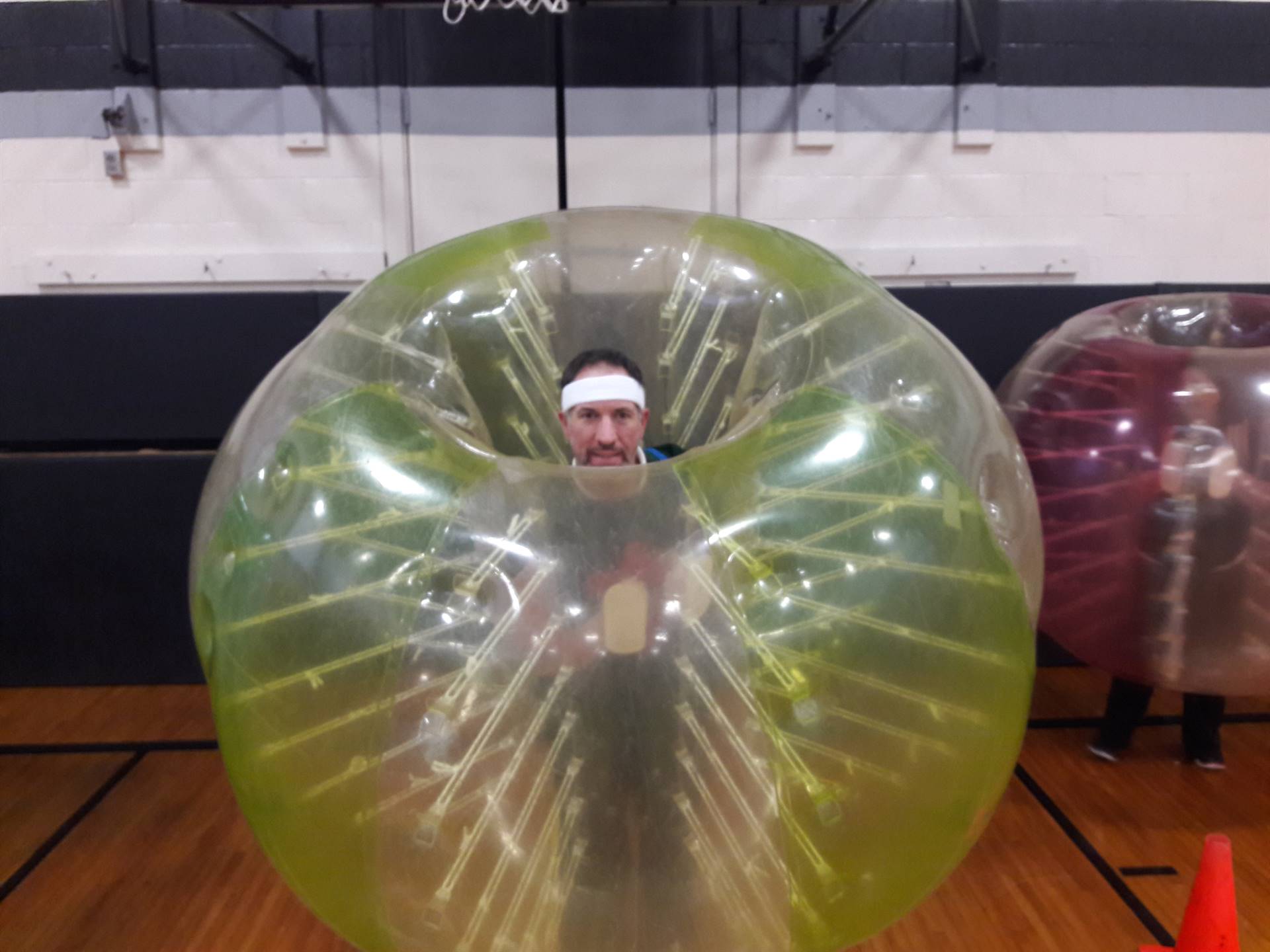 Mr. Grabski ready for some Bubble Ball Soccer