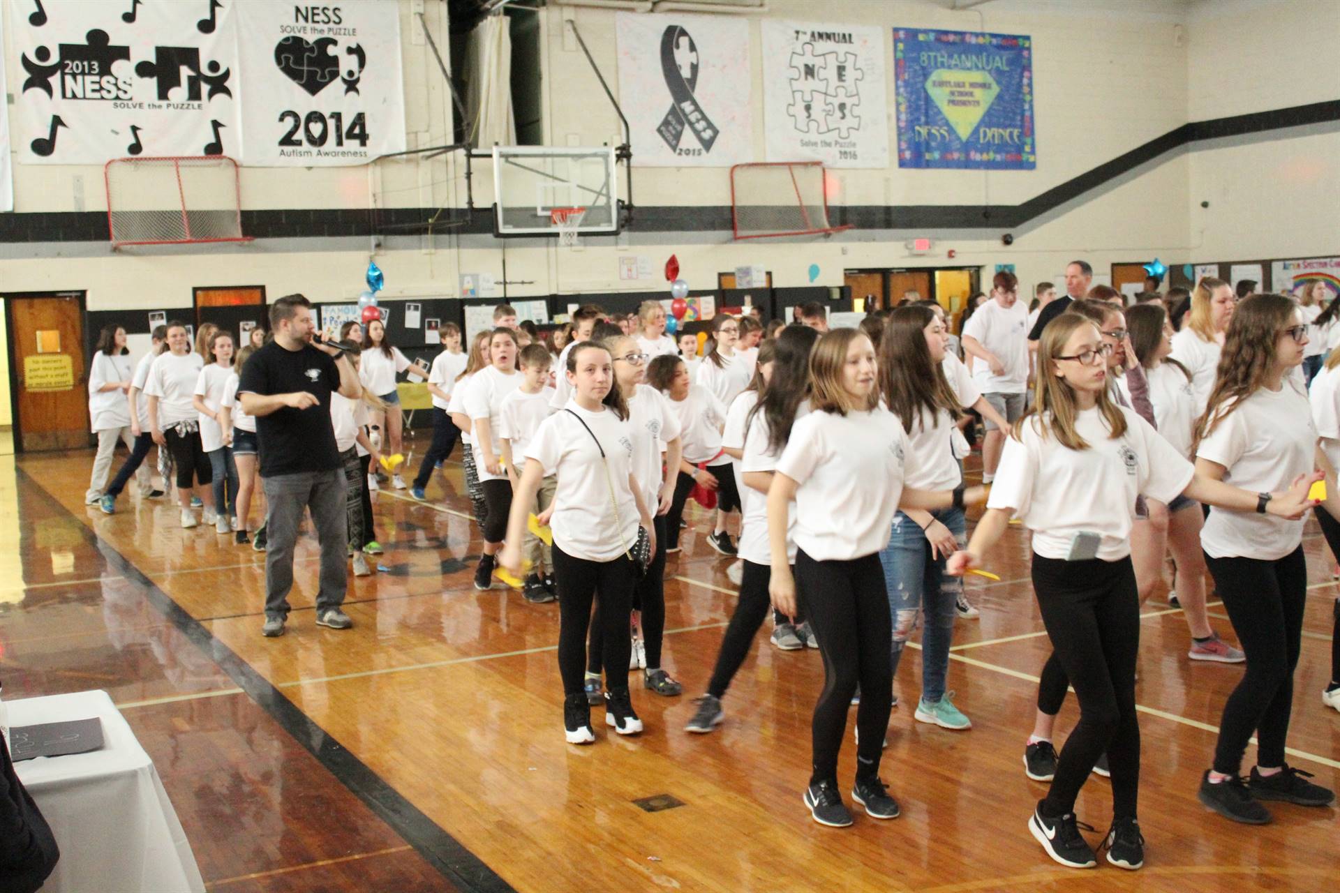 Mr. Hagan Leading the NESS Dancers in the 2018 Line Dance