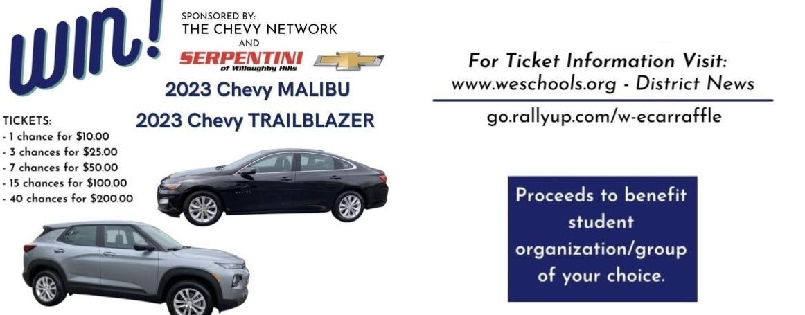 Information for Car Raffle says: For Tickets go to go.rallyup.com/w-ecarraffle