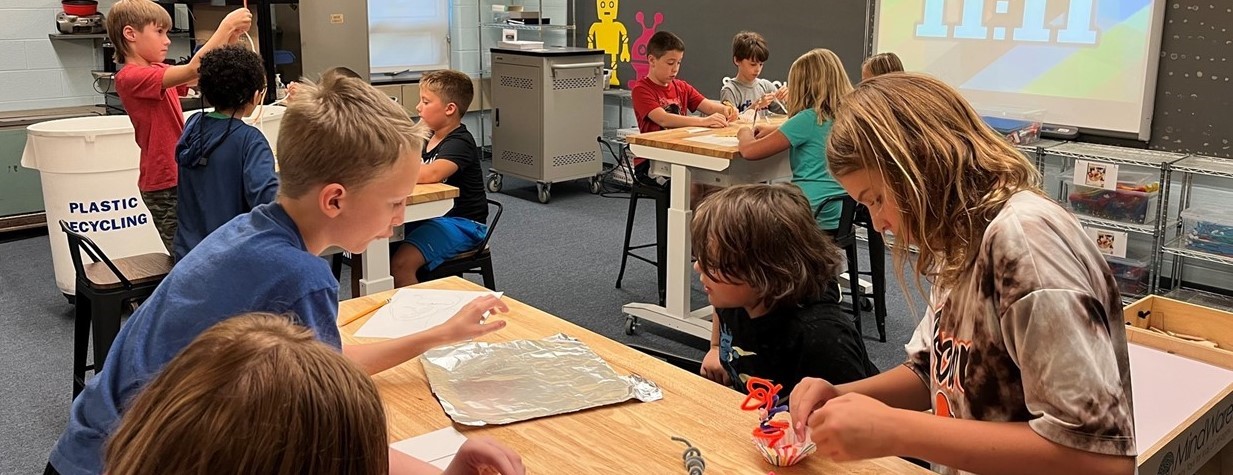 Students working on makerspace project